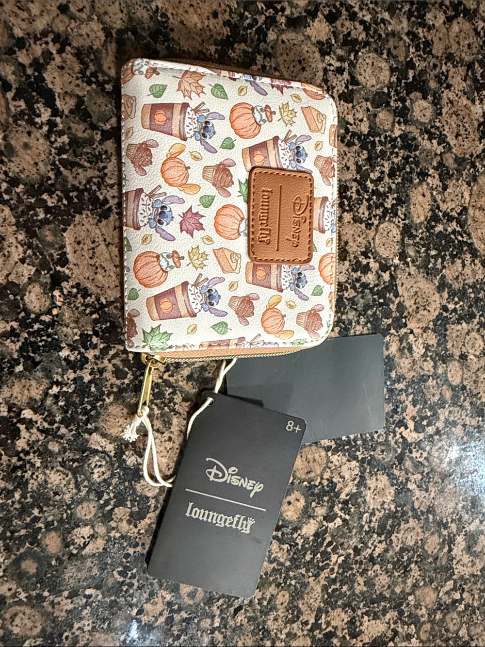 Loungefly Disney Cream Pumpkin & Stitch Fall Zip Wallet